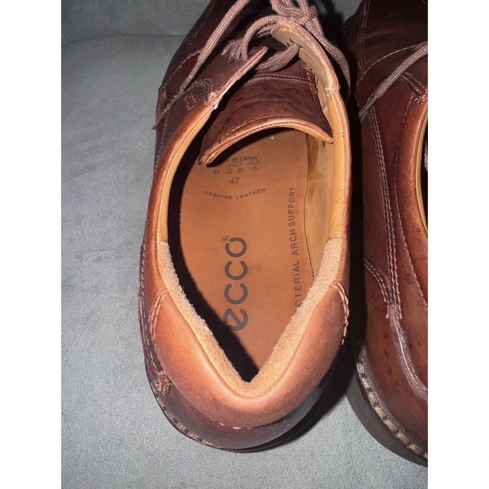 ECCO Brown Oxfords Shoes‎ Mens Size 47 Formal Dress Leather Fancy Lace Up